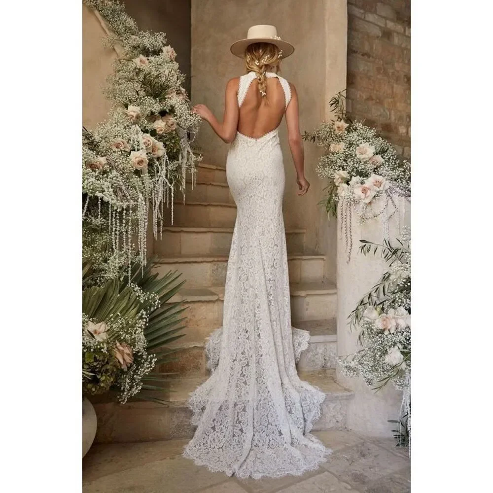 Lulus Love Everlasting White Floral Lace Mermaid Maxi Backless Wedding Dress, XS Lulus Love Everlasting White Floral Lace Mermaid Maxi Backless Wedding Dress, XS